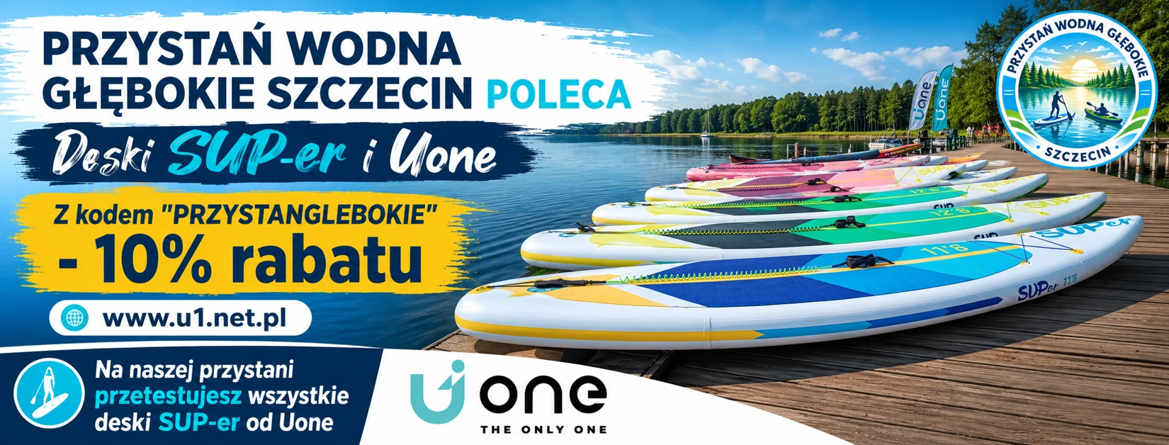 Uone i SUP-er — kod rabatowy PRZYSTANGLEBOKIE, 10% rabatu dla klientów Przystani